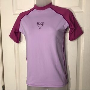 Evo purple color block short sleeve swim shirt size medium new with tags